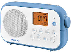 Sangean PR-D12WB AM/FM/BT portable radio with Bluetooth, Rechargeable, dual alarms.