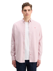 Scotch And Soda: Scotch & Soda - Essential Oxford Stripe Shirt - White/Red