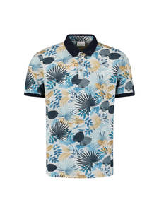 No Excess: No Excess - Allover Printed Pique Polo - Blue or Green