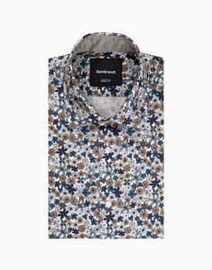 Rembrandt - Barbican Shirt - Teal Blue & Brown Floral