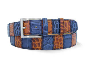 Belts: Robert Charles Belt  - Patchwork Blue/Tan