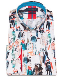 Guide London Shirt - Abstract People Print - White/Multi