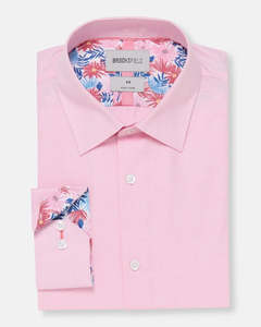 Brooksfield: Brooksfield - Textured Dobby Shirt - Pink