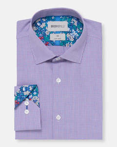 Brooksfield - Micro Check Shirt - Purple