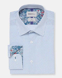 Brooksfield: Brooksfield - Geo Print Shirt - Teal