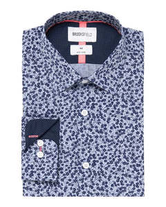 Brooksfield - Floral Print Shirt - Denim Blue