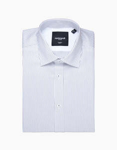 50 Shirts: Rembrandt - London Shirt - White & Grey Herringbone Stripe