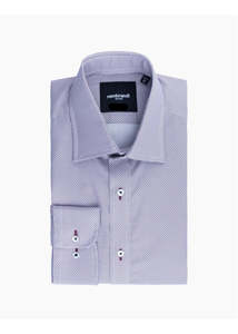 Rembrandt - Sinatra Shirt - Maroon & Navy Geo Print