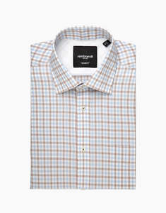 Rembrandt Sinatra Shirts: Rembrandt - Sinatra Shirt - Blue & Brown Check