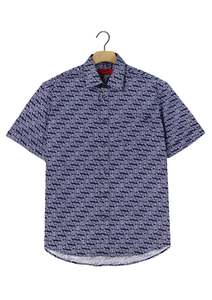 R.F. Scott - Fields Short Sleeved Shirt - Navy Zig Zag