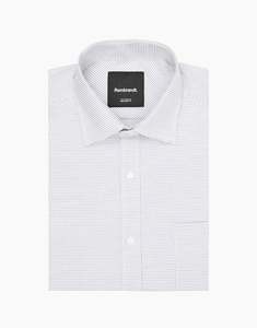 Rembrandt - Sinatra Shirt - White/Blue/Brown Microdesign