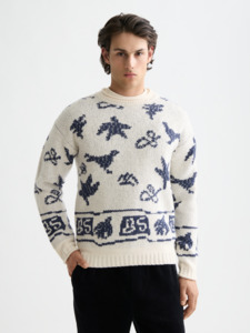 Scotch & Soda - Jacquard Drop Shoulder Pullover - Eggnog
