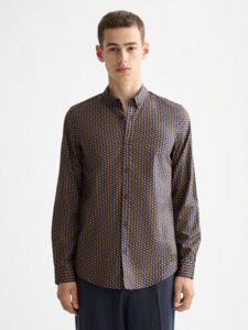 Scotch And Soda: Scotch & Soda - Slim Fit Shirt - Ditsy Leaf Stripe