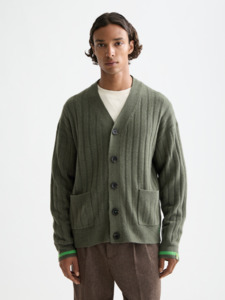 Scotch And Soda: Scotch & Soda - Dropped Shoulder Button Cardigan - Thyme