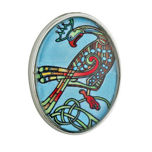 Products: Book of Kells Aqua Bird Brooch