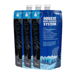 Water Treatment: Sawyer 32 Oz. - 1.0L Squeezable Pouch for Water Filtration System, 3-Pack