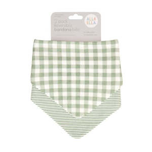Bibs: Gingham Sage - 2pk Bandana Bib