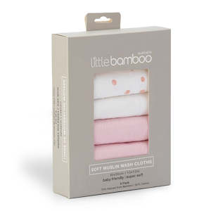 Hair Skincare: Dusty Pink Little Bamboo - Soft Muslin Wash Cloth - 6 Pack