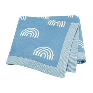 Cot Blankets: Cot Blanket - Baby Blue Rainbow