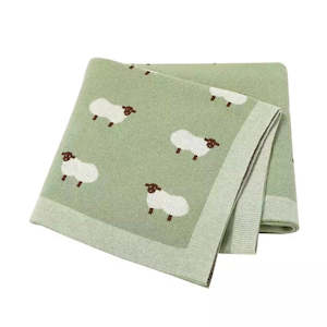 Cot Blankets: Cot Blanket - Sage Sheep