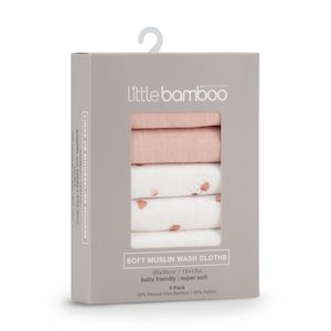 Little Bamboo - Soft Muslin Wash Cloths - 6 Pack - Dusty Rose