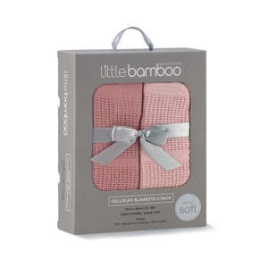 Cot Blankets: Little Bamboo Cellular Blanket 2pk Dusty Rose