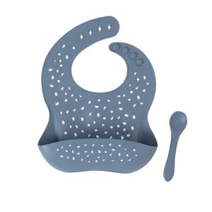 Bib & Spoon Combo - Slate Blue - All4Ella