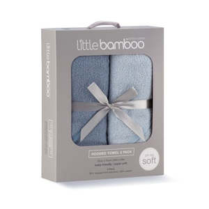 Bath Change: Little Bamboo 2pk Hooded Towels Retro Blue