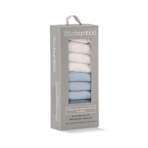 LITTLE BAMBOO TOWELLING WASHER 10PK - Retro Blue