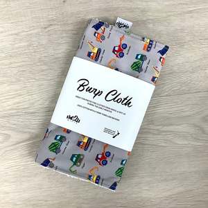Burp Cloth - Grey - Trucks + Diggers