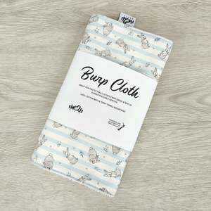 BURP CLOTH - Bunny Blue Stripes