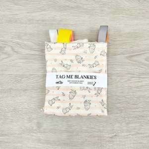 Tag Me Sensory Blankets: Tag-Me Blankie - Bunny Peach Stripe