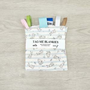 Tag-Me Blankie - Bunny Blue Stripe