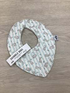 Dribble Bib - Newborn to 3 months - Bunny Blue Stripe