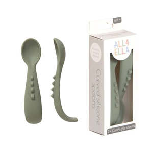 Accessories: Comfy Grip Spoons 2pk - Olive - All4Ella