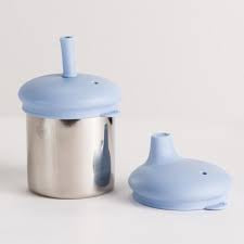 Feed Time: Nestling Stainless Steel 3-in-1 Sippy Cup - Dusty Blue