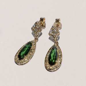 Earrings: Scarlett Tourmaline Diamond Drop Earrings