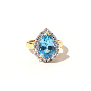 Featured Collection: Pear Shaped Aquamarine Halo Ring