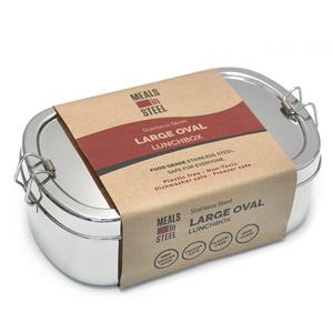 Plastic Free And Sustainable Gifts: Large Oval Shape Lunchbox | Stainless Steel | 1400ml