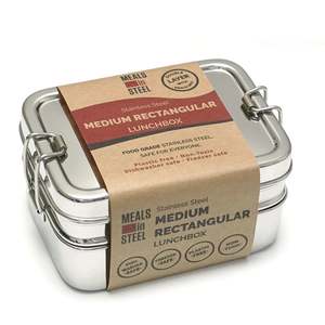 Medium Double Layer Bento Lunchbox (3-in-1)| Stainless Steel | 875ml