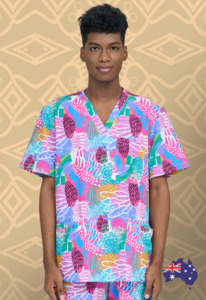 Unisex: Scrubness Gliding Bunjil Unisex V-Neck Top SN0043
