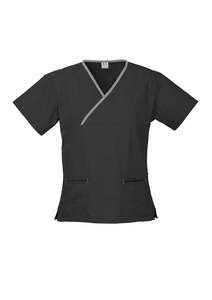 Biz Care: Biz Care Ladies Contrast Crossover Scrubs Top H10722