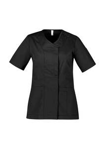Womens Tops: Biz Care Womens Parks Zip Front Crossover Scrub Top - CST240LS