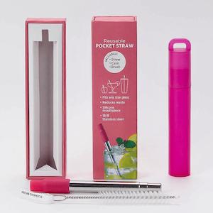Accessories: Reusable Pocket Straw - Pink