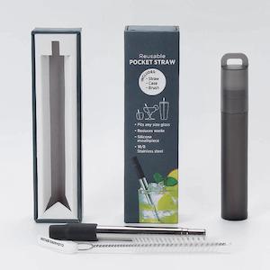 Reusable Pocket Straw - Charcoal