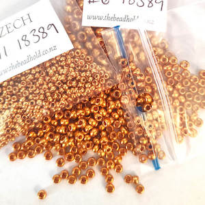 Products: Czech Seed Bead: 18389 - Bright Gold Metallic - drop down for sizes