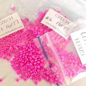 Products: Czech Seed Bead: 16177 - Bright Pink Opaque - drop down for sizes
