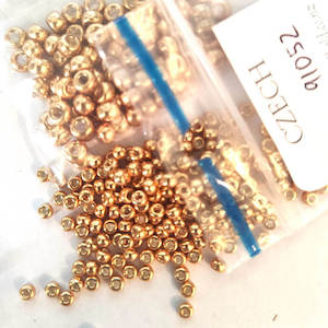 Czech Seed Bead: 91052 - Light Gold Metallic - drop down for sizes