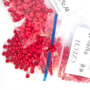 Products: Czech Seed Bead: 93190M - Matte Red - drop down for sizes