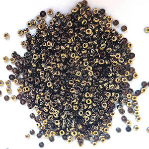 Products: Czech Seed Bead: 401-98543 - Jet/Gold duo - size 11
